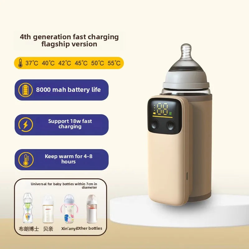 Wireless heating bottle thermos sleeve for winter hot milk and night milk artifact portable USB bottle warmer