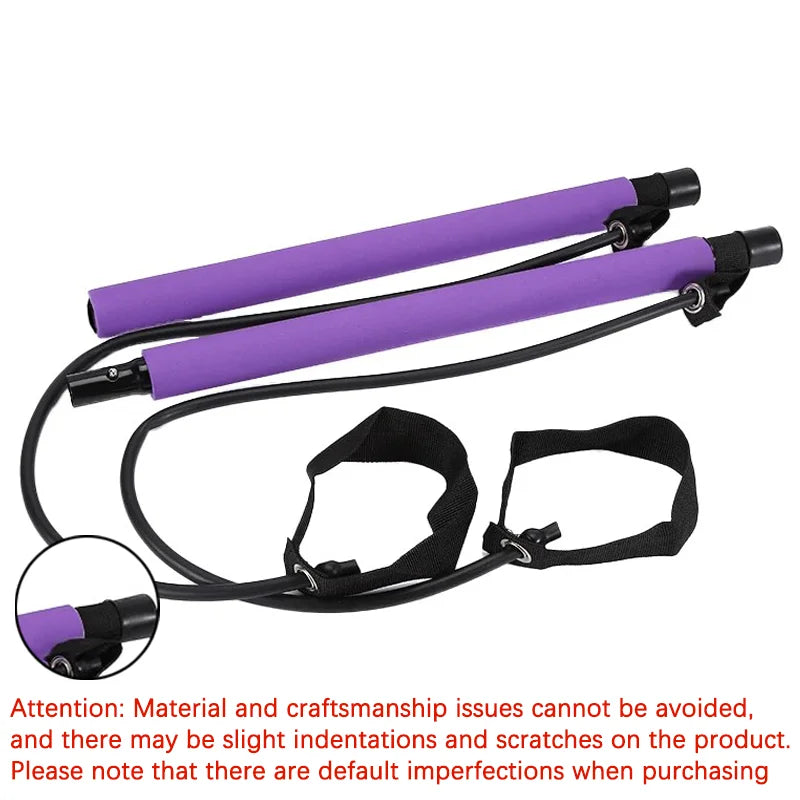 New Portable Yoga Pilates Bar Stick With Resistance Band Home Gym Muscle Toning Fitness Stretching Sports Body Workout Exercise