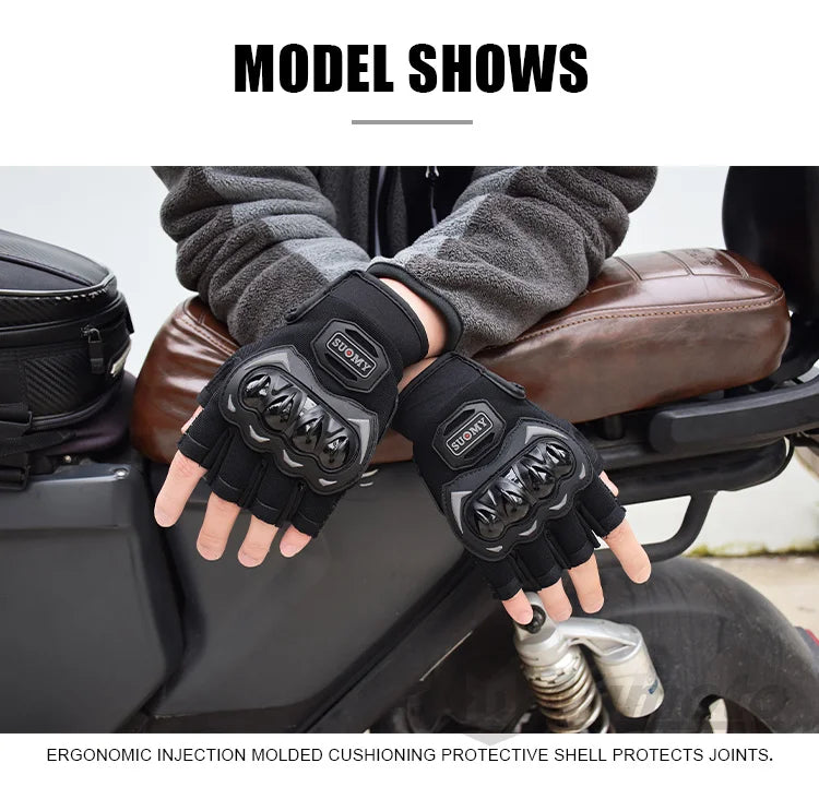 SUOMY Summer Half Finger Motorcycle Gloves Shockproof Non-slip Motocross Racing Fingerless Gloves Moto Biker Cycling Gloves