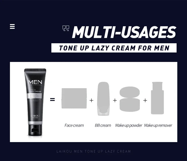 LAIKOU Men BB Cream Revitalising Nourishing Brighten Cream Natural Whitening Face Foundation Tone Up Cream Lazy Concealer 50g