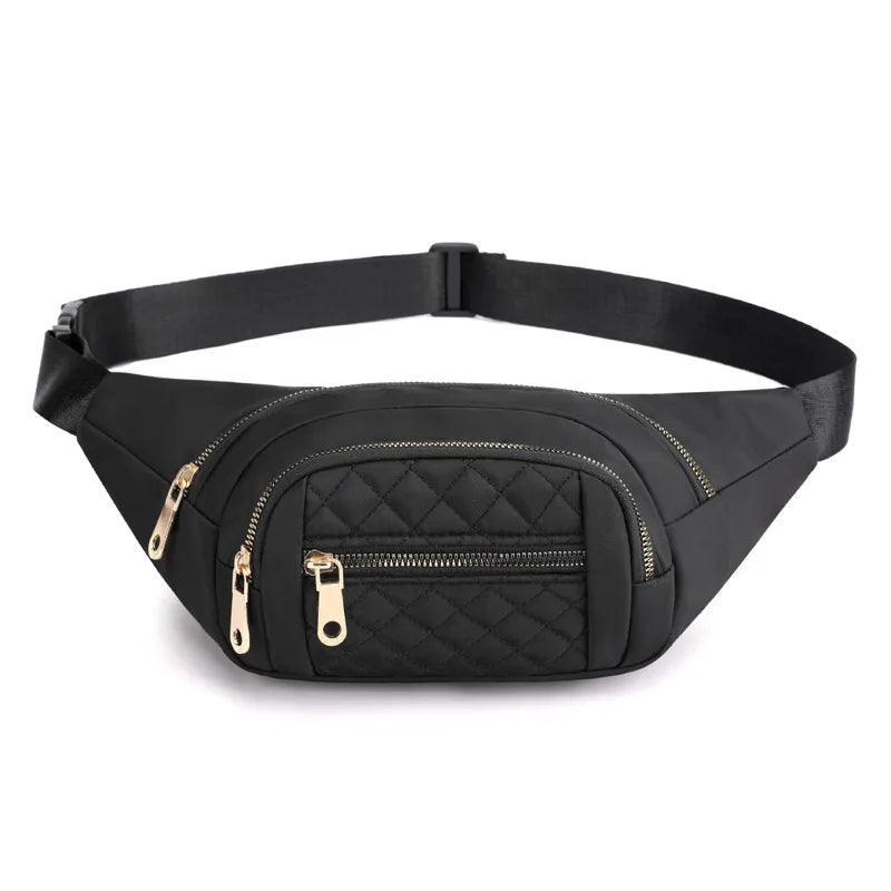 Simple Nylon Waist Bag, Multi Zipper Chest Bag, Casual Crossbody Fanny Pack For Outdoor Sport Running Hiking Cycling