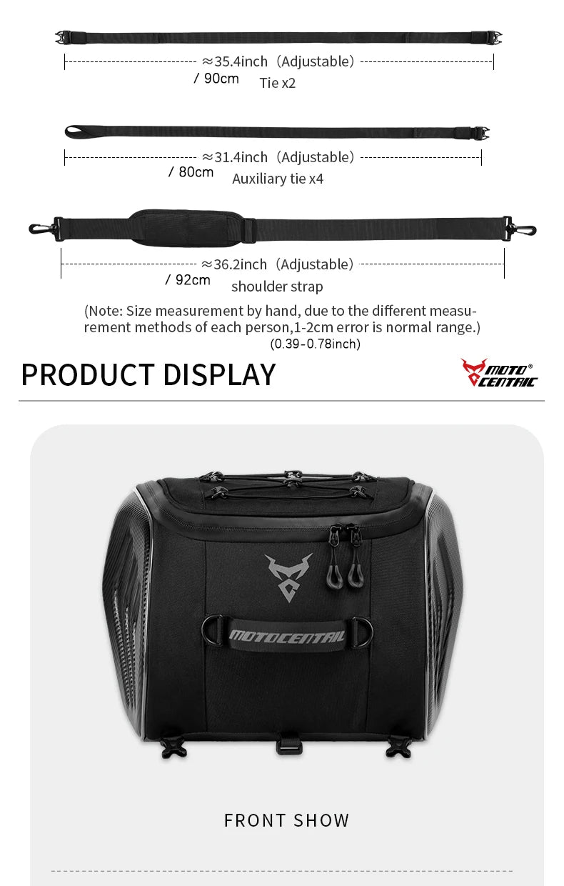 MOTOCENTRIC 20L Waterproof Motorcycle Back Seat Bags Reflective Design Motorbike Touring Tail Bag Moto Rear Seat Bags Saddlebags
