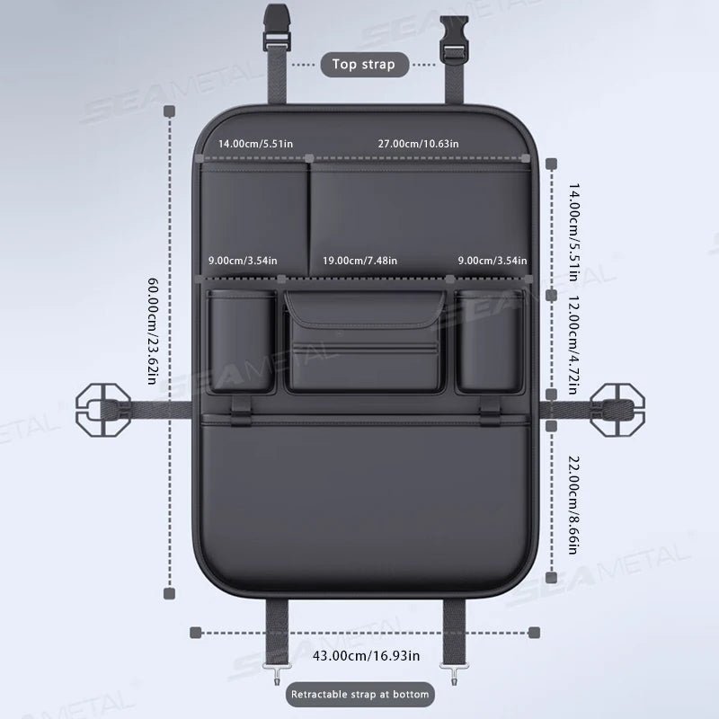 BLALION All in one Car Seat Back Storage Bag Upgraded 5-Pocket Auto Organizer Hanging Bag with Tissue Cup Holder Anti Kick Pad