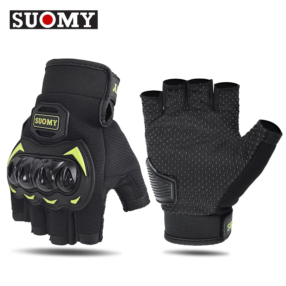 SUOMY Summer Half Finger Motorcycle Gloves Shockproof Non-slip Motocross Racing Fingerless Gloves Moto Biker Cycling Gloves