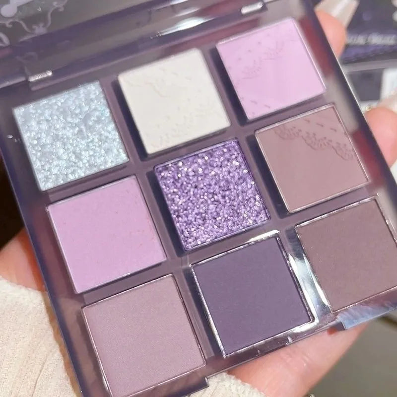 9 Color Pearlescent Girl's Dream Purple Eyeshadow Pearl Easy To Apply Color Changing And Long Lasting Eye Makeup Palette