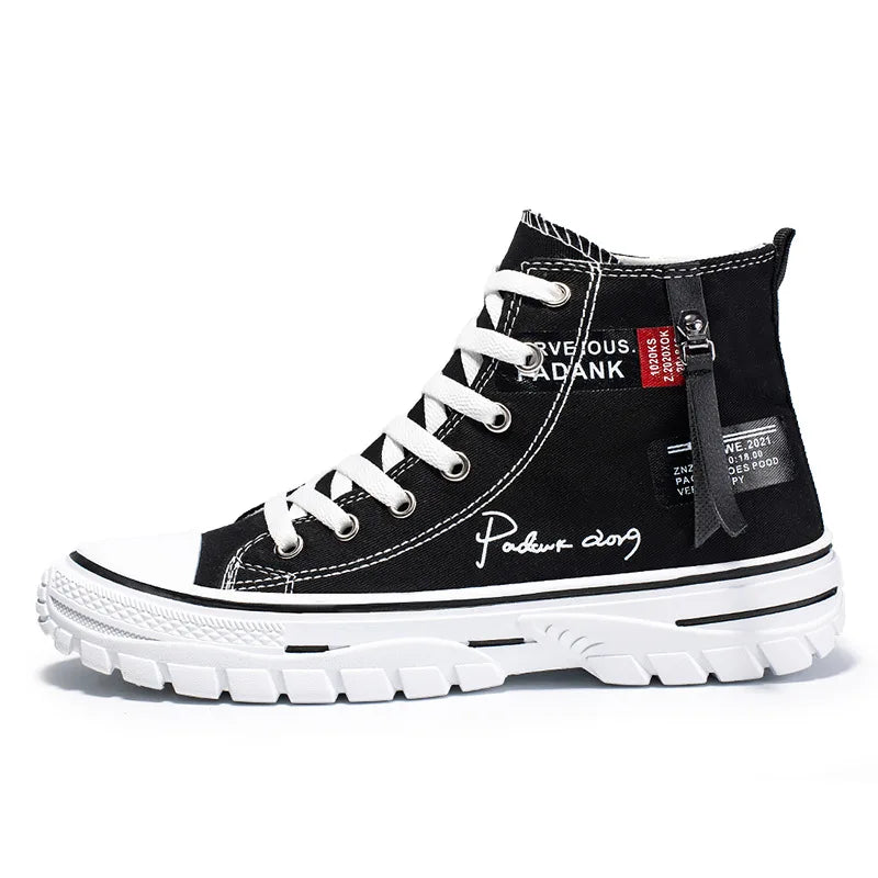 New high top breathable canvas shoes Korean version fashionable men's casual shoes student board shoes