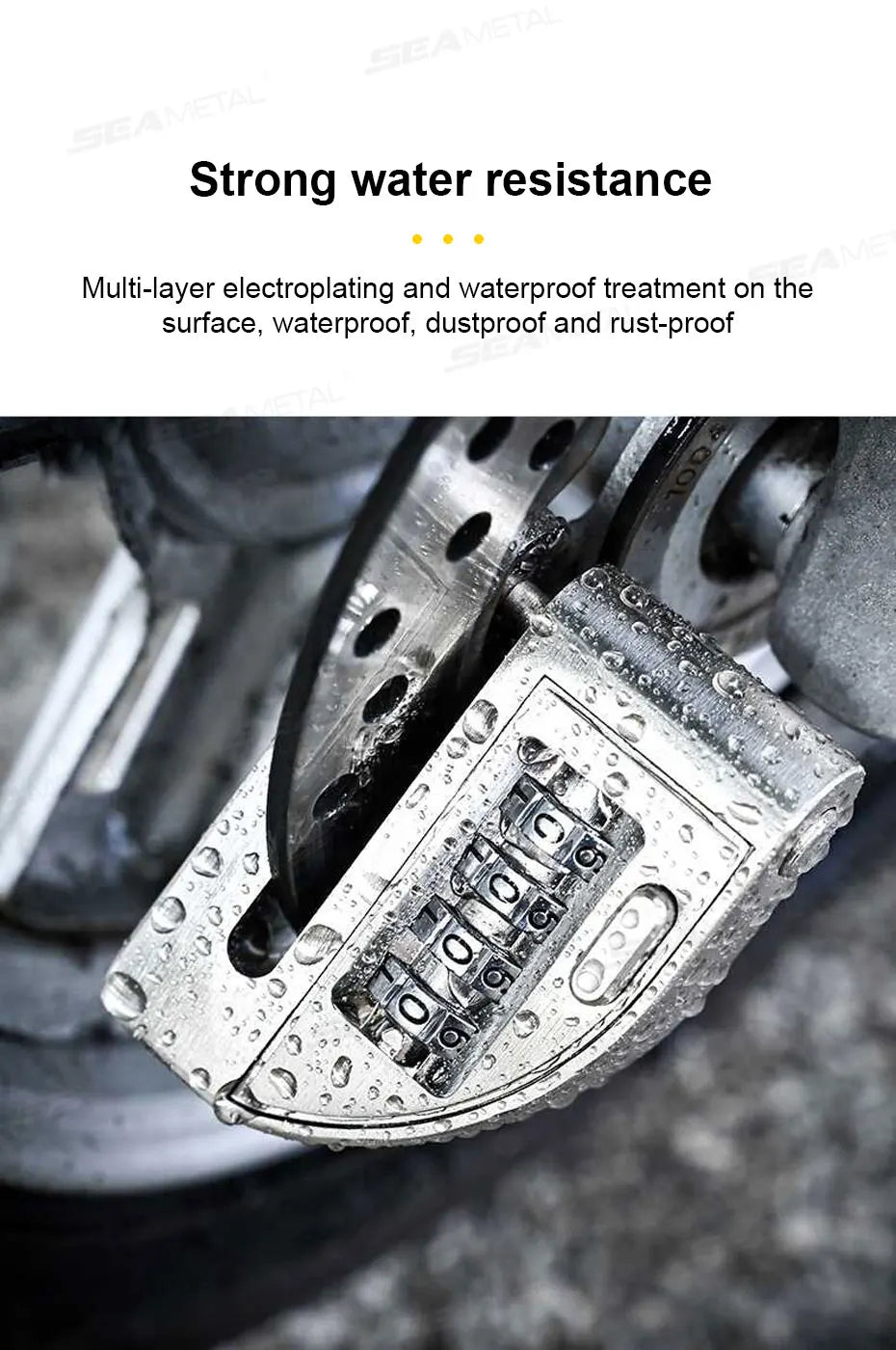BLALION Motorcycle Scooter Wheel Password Disc Brake Lock Anti-pry Disc Lock Protect Rust-proof Electric Bike Anti-theft Lock