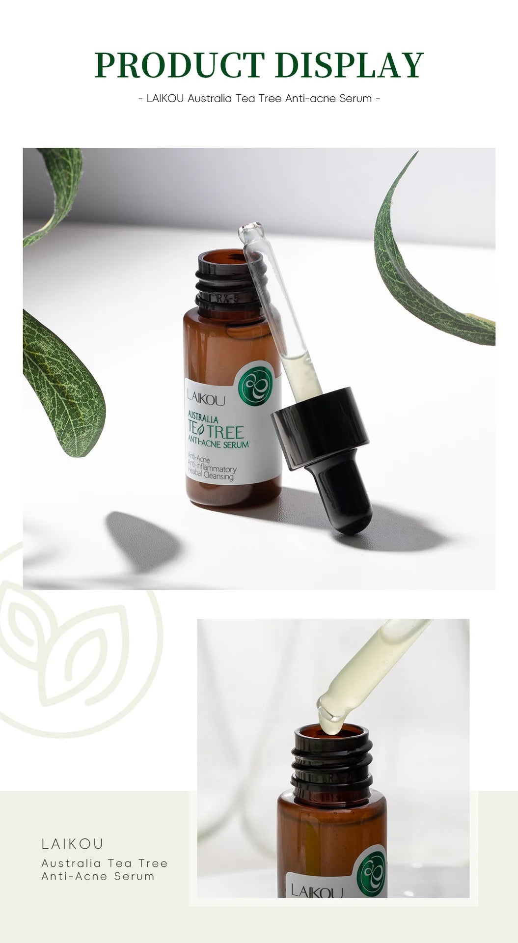 Laikou Tea Facial Essence Contains Hyaluronic Acid Dark Spot Remover Moisturizing Repair Anti-aging Essence Facial Skin Care