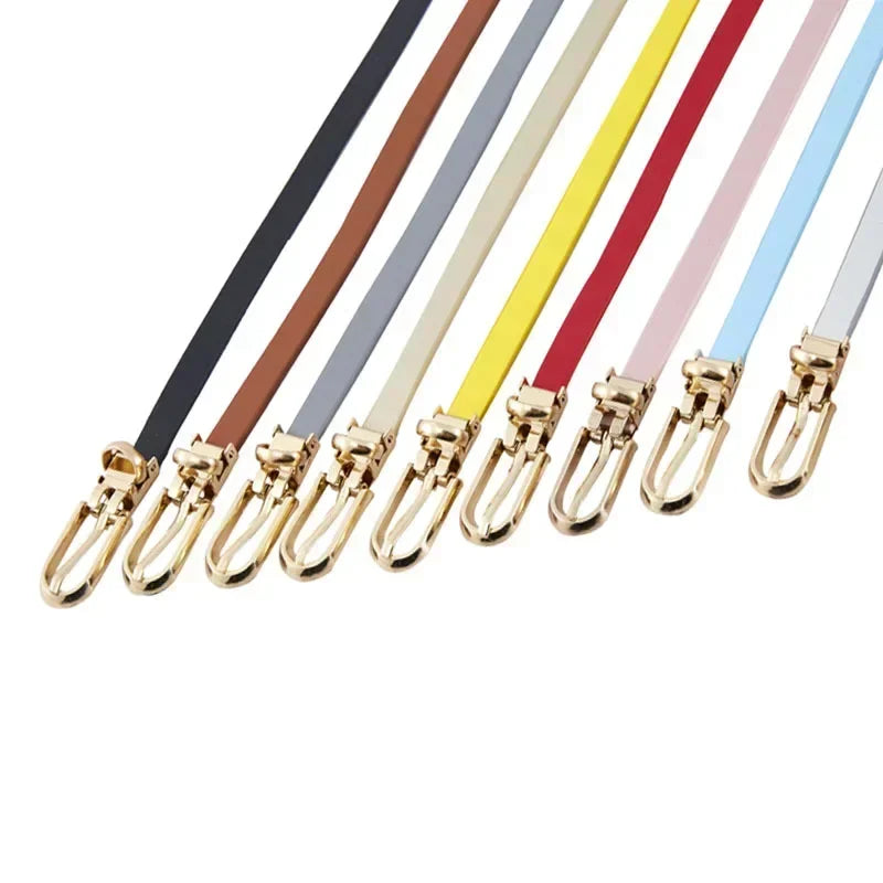 PU Leather Dress Skirt Waist Elastic Thin Belts Ladies Waistband Fashion Belts for Women Luxury Design Women Double Pearl Belt