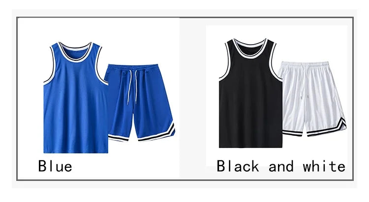 NASA GISS Summer Solid Ice Silk Tank Top Sports Set Basketball Suit Sleeveless T-shirt Shorts Large Men's Training Clothes