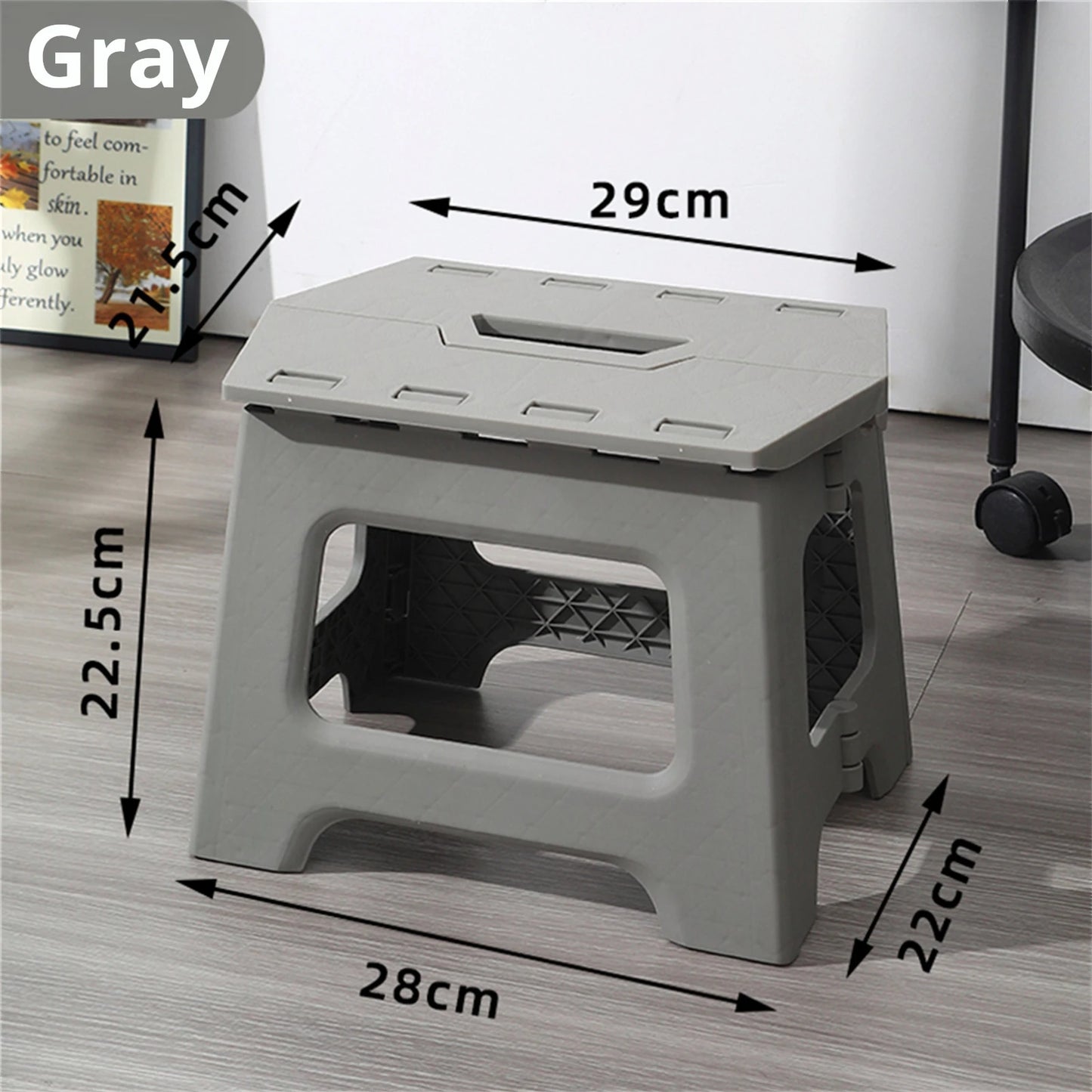 Adult folding footstool for living room, kitchen and bathroom shower stool, waterproof plastic portable travel stool