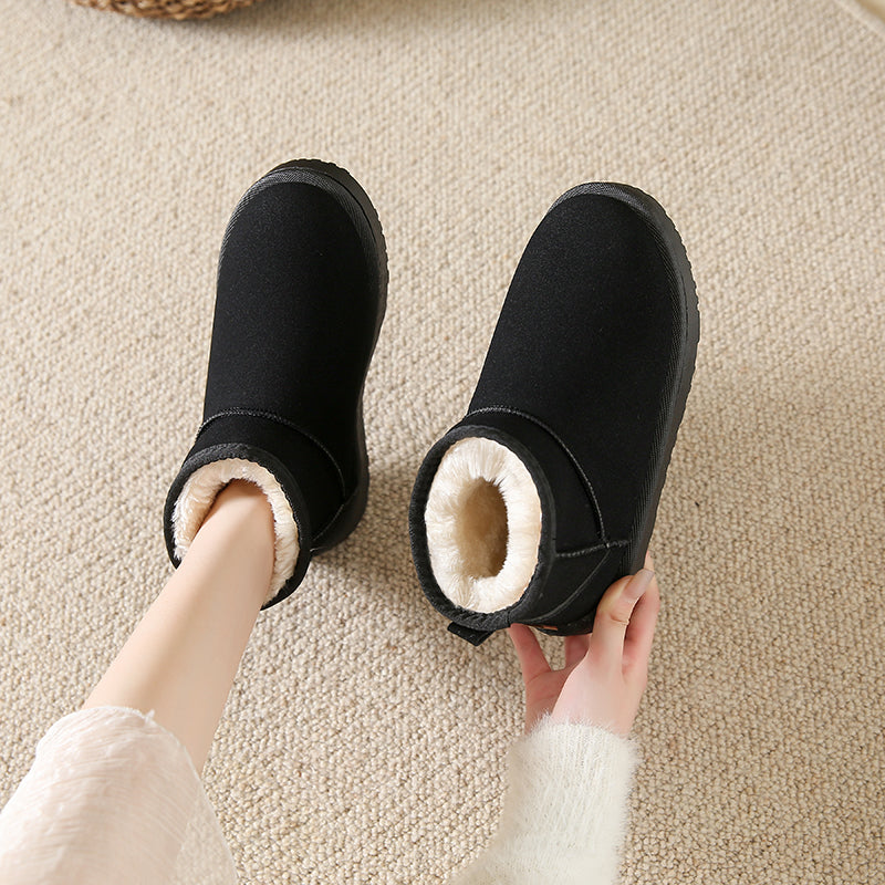 Snow Boots Women's Short Tube Thickened Cotton Shoes Non-slip Winter New Shoes Student Women's Shoes 2023 Black Boots