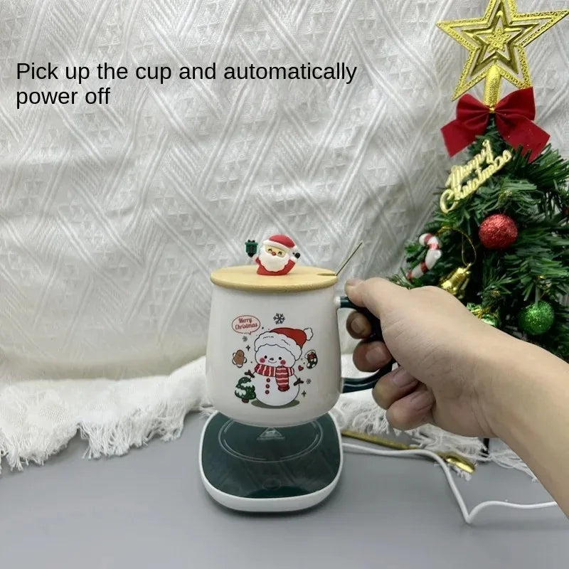 Christmas Gift Set:55 ℃ Thermostat Mugs Cup Ceramic Cup With Lid With Spoon Mugs Coffee Cups For Office Or Home Use