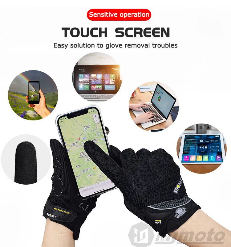 SUOMY Summer Motorcycle Gloves Men Women Touch Function Motorbike Racing Glove Full Finger Guantes Moto Biker Cycling Gloves