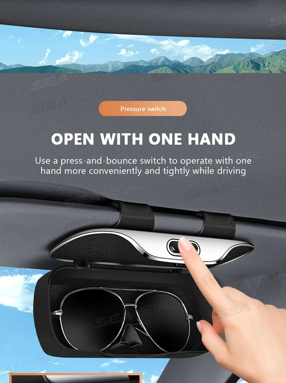 BLALION Car Glasses Box Portable Press Switch Sunglasses Holder Stable Shock-proof Driving Glasses Holder Eyeglass Storage Case