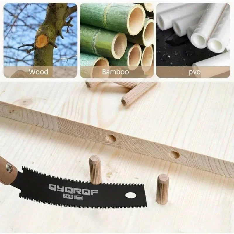 1PC Black Small Hand Saw 6 Inch Japanese Pull Saw with Double Edges 15/17 TPI Flush Cut Saw for Woodworking DIY Projects