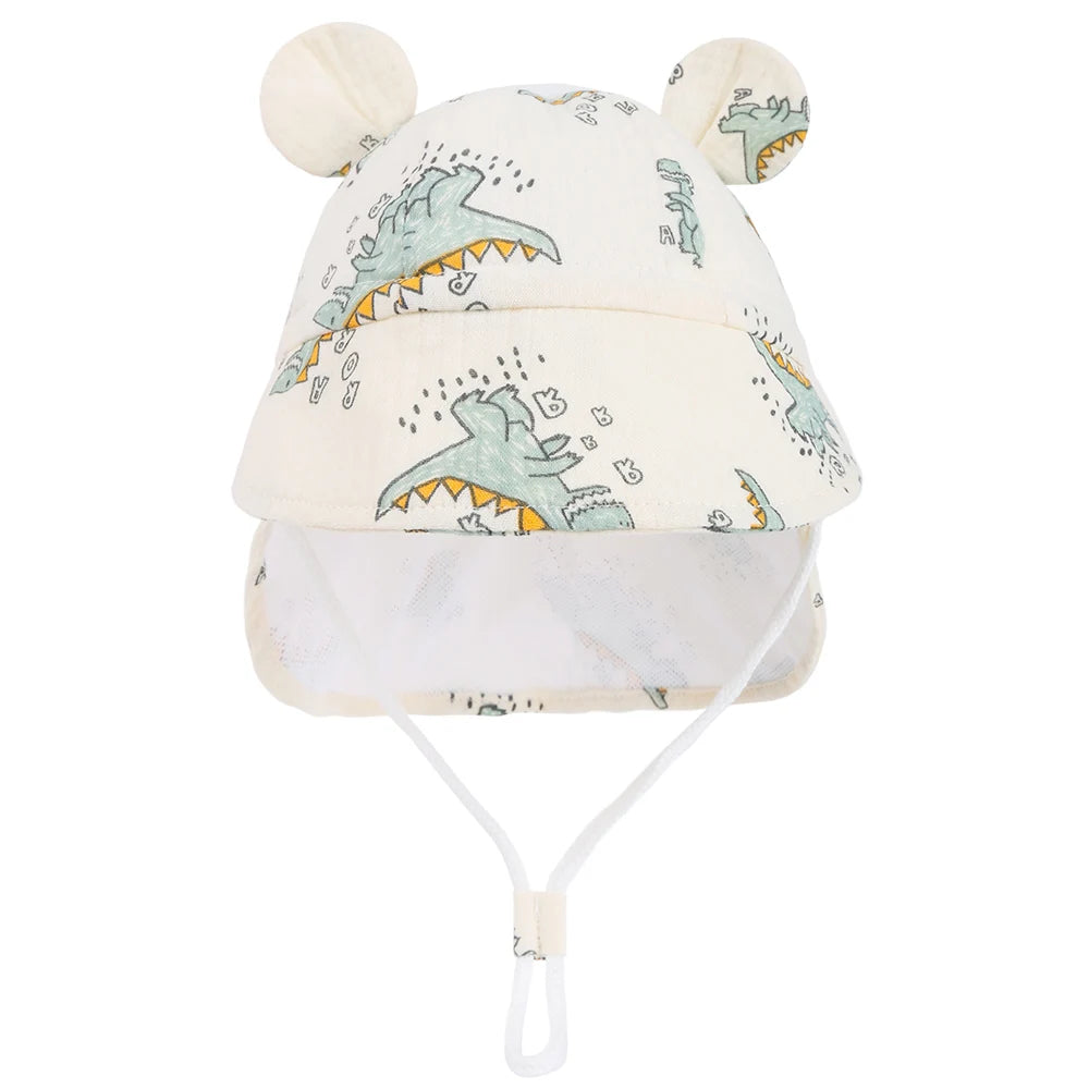 New Panama Autumn Baby Bucket Hat for Boys Girls Cartoon Breathable Mesh Children's Beach Shawl Sun Hat Kids UV Protection Cap