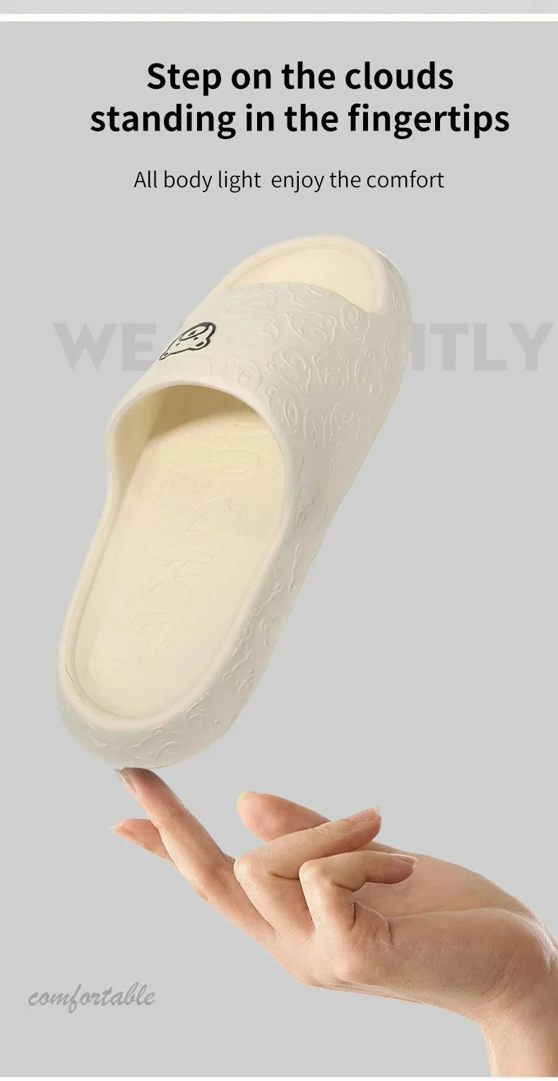 Summer Unisex Couple Cartoon Slippers Men Women Non-Slip Slides Parent-Children Outdoor Indoor Shoes Thick Bottom Sandals