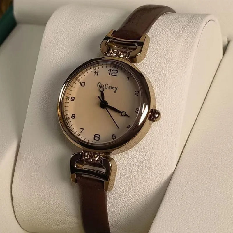 Kegllect Ladies Small Dial Quartz Watch Women Minimalist PU Belt Watches Classic Pointer Wristwatch for Girls