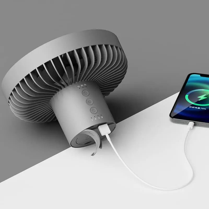 10000mAh/4000mAh Camping Fan Rechargeable Desktop Portable Circulator Wireless Ceiling Electric Fan with Power Bank LED Lighting