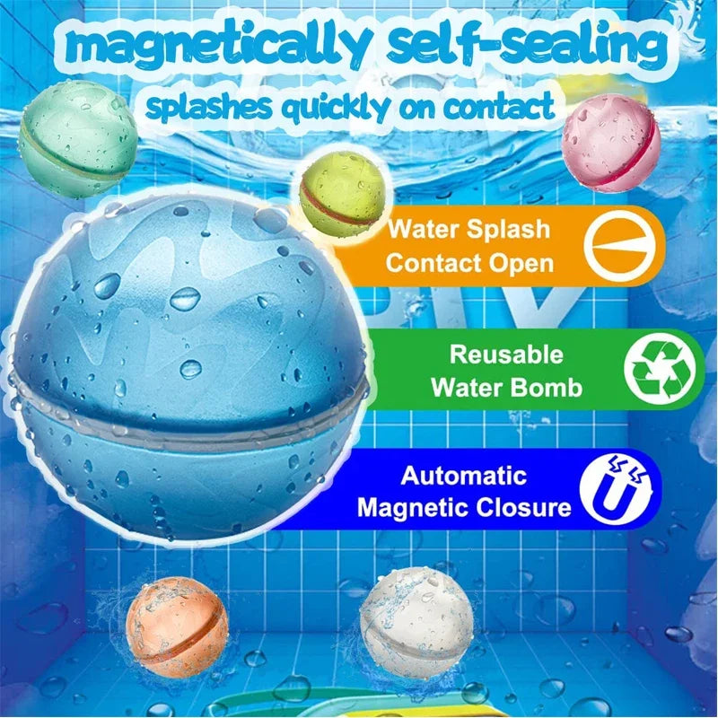 Swimming Pool Magnetic Reusable Water Balloons Refillable Water Balloon Quick Fill Self Sealing Water Bomb Splash Balls for Kids