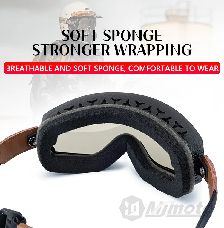 VEMAR Retro Motorcycle Goggles Windproof Anti-fog Glasses For Motorcycle Helmet Moto Sports Cycling Cafe Racer Chopper Goggles