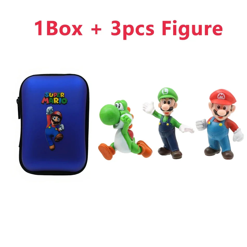 Set 3pcs/Bag Super Mario Bros 4-7cm PVC Action Figure Toys Model Set Luigi Yoshi Donkey Kong Mushroom for kids birthday gift