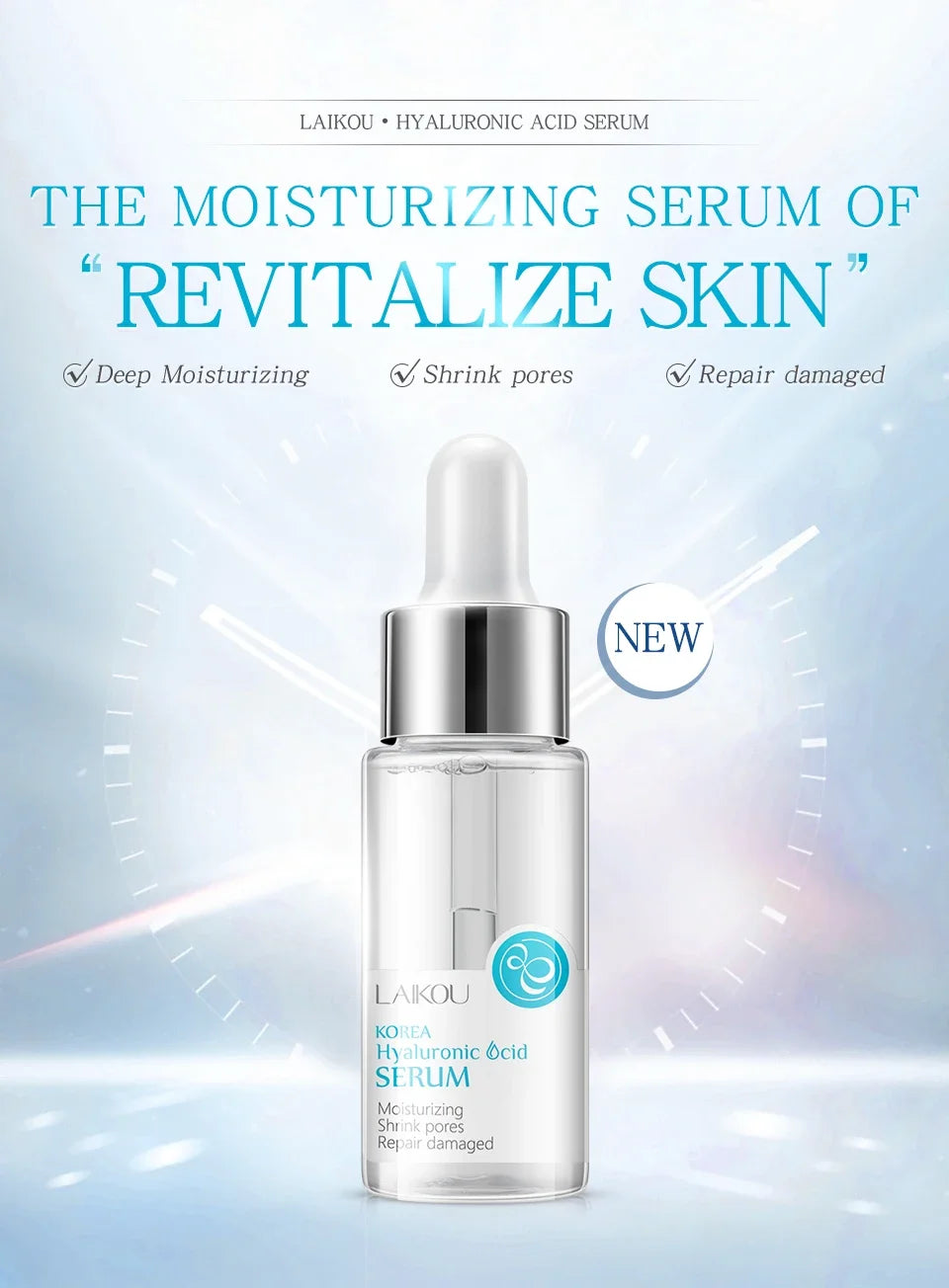 LAIKOU Hyaluronic Acid Face Serum Anti Aging Facial Lifting Collagen Essence Skin Care Whitening Serum 17ml