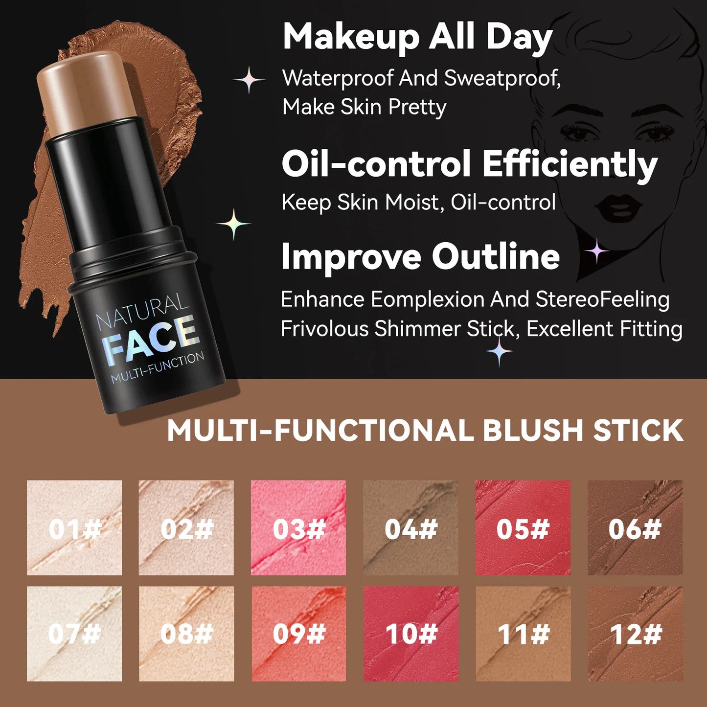 Magic Blush Stick Cheek Lip Tinted Moistured Blush Stick Silky Brighten Blush Cream Blusher Cosmetics Tubes Matte Contour