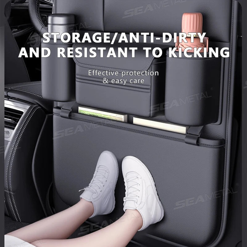 BLALION All in one Car Seat Back Storage Bag Upgraded 5-Pocket Auto Organizer Hanging Bag with Tissue Cup Holder Anti Kick Pad