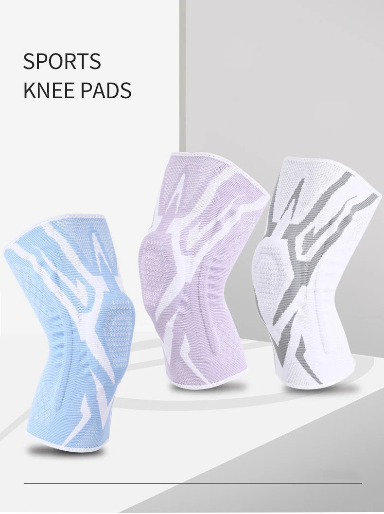 1 Piece Knee Brace Silicone Pads Spring Support High Elastic Breathable Knee Sleeves Protect Meniscus Basketball Sports Guard