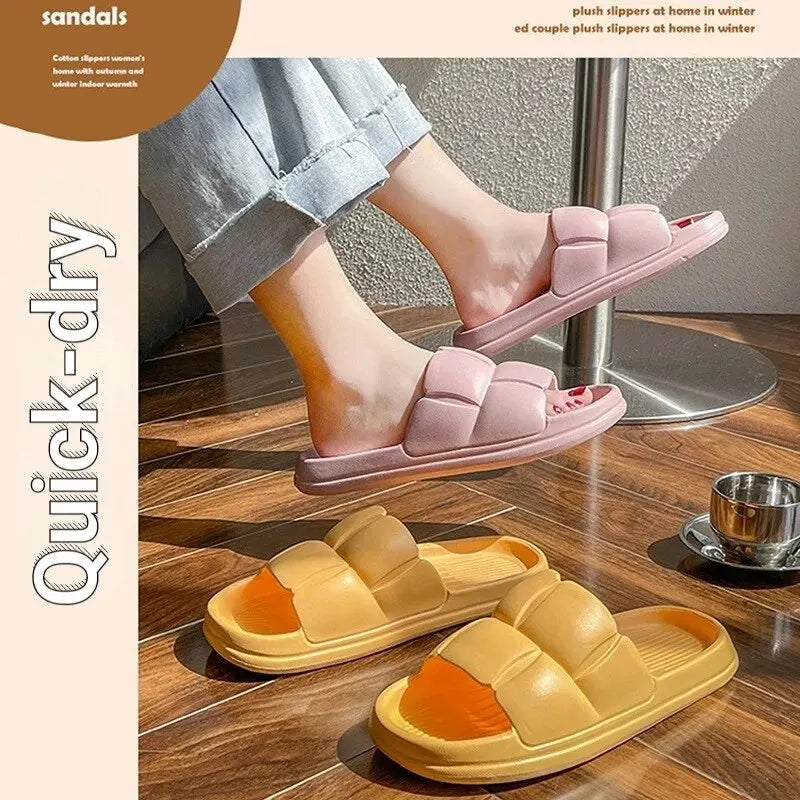 Summer Soft Shoes Cloud Slippers Indoor Mute Bathroom Anti-slip Slide Eva Beach Flip Flops Men Ladies Leisure Sandals