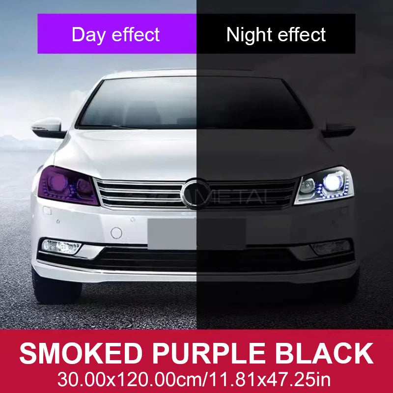 BLALION Photochromic Car Headlight Film TPU Anti Scratch Repairing HD Headlight Film Black/Purple Headlamp Protective Sticker