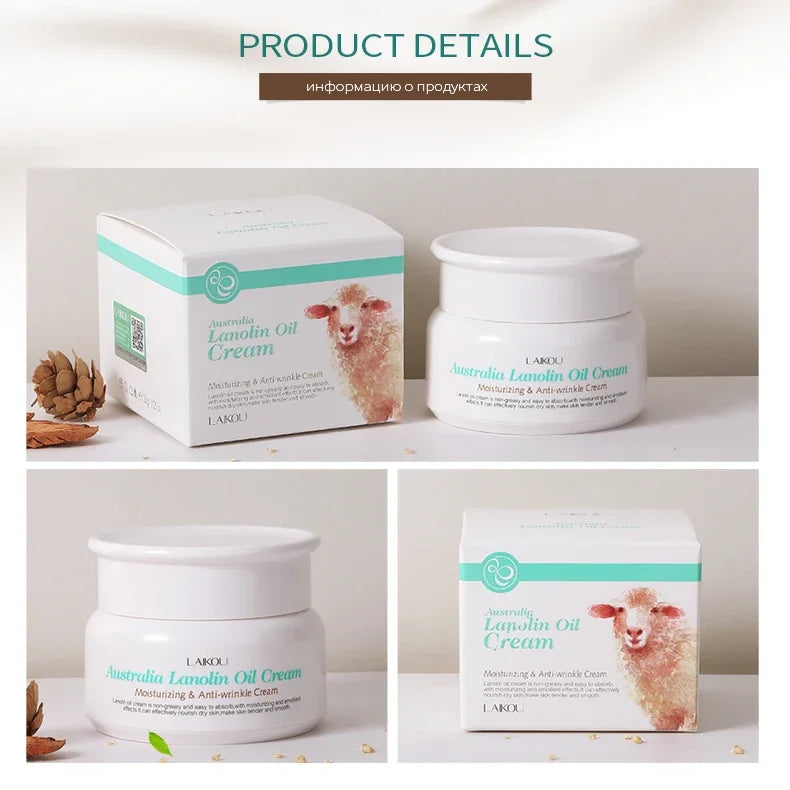 LAIKOU Australian Lanolin Oil Cream Moisturizing Nourishing Oil Controlling Skincare Face Cream, Making Skin Smooth and Elastic