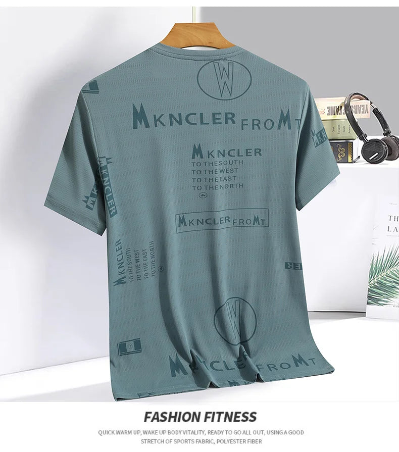 NASA GISS short sleeved t-shirt for men with round neck, fashionable and casual ice silk T-shirt for men with loose fitting, fas