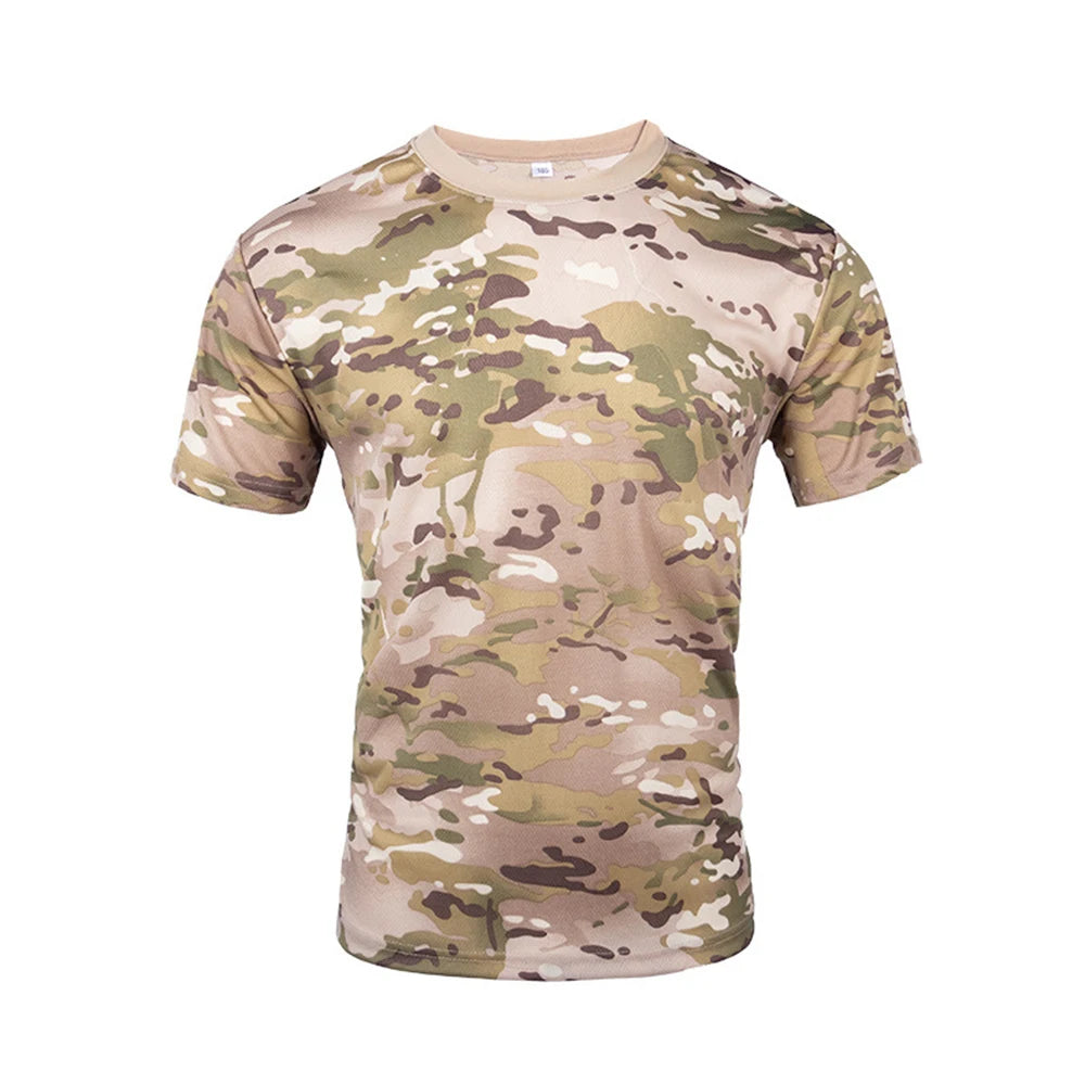 Men Casual Short Sleeve Tactical T Shirts Camouflage T-Shirt Quick Dry Outdoor Gym Top Tees Cargo T Shirt Male Clothing