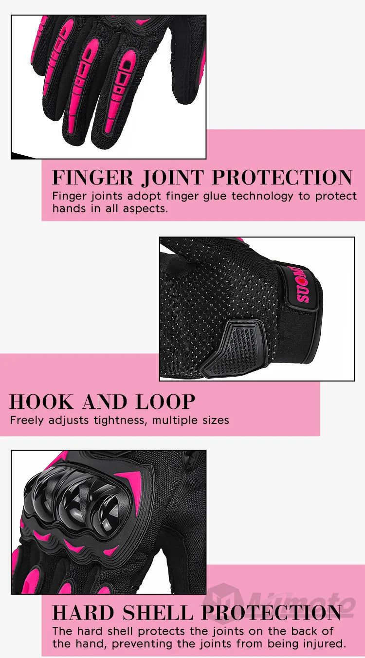 Suomy Lady Pink Motorcycle Gloves Summer Women Breathable Motocross Racing Gloves Motorbike Bicycle Cycling Moto Gloves Female