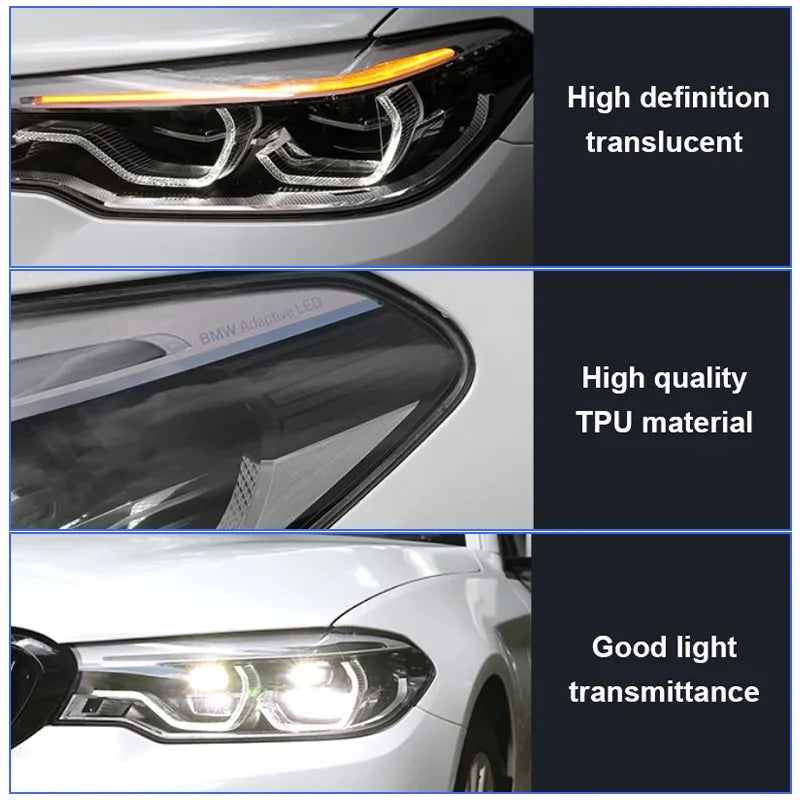 BLALION Photochromic Car Headlight Film TPU Anti Scratch Repairing HD Headlight Film Black/Purple Headlamp Protective Sticker