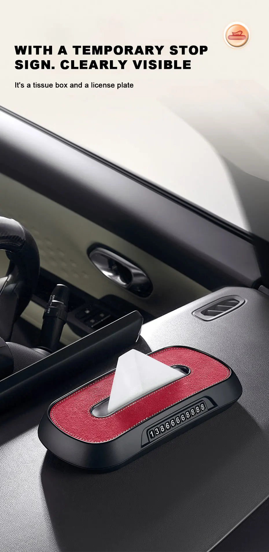 BLALION Car Tissue Box with Temporary Parking Card Sun Visor Backseat Tissue Holder Leather Case Auto Interior Accessories