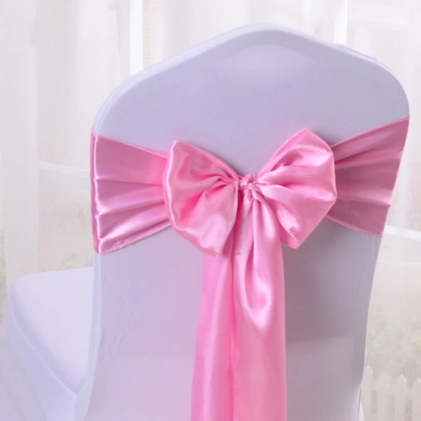 Satin chair waist belt wedding banquet chair bow party decoration adjustable ribbon for table decoration