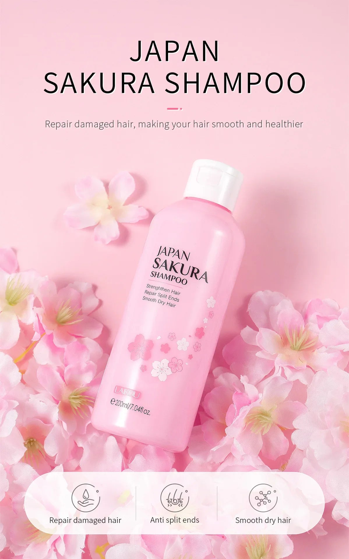 LAIKOU Sakura Shampoo Hair Conditioner Repair Damaged Moisturizing Nourishing Anti Dandruff Oil Control Shampoos Cleansing Care