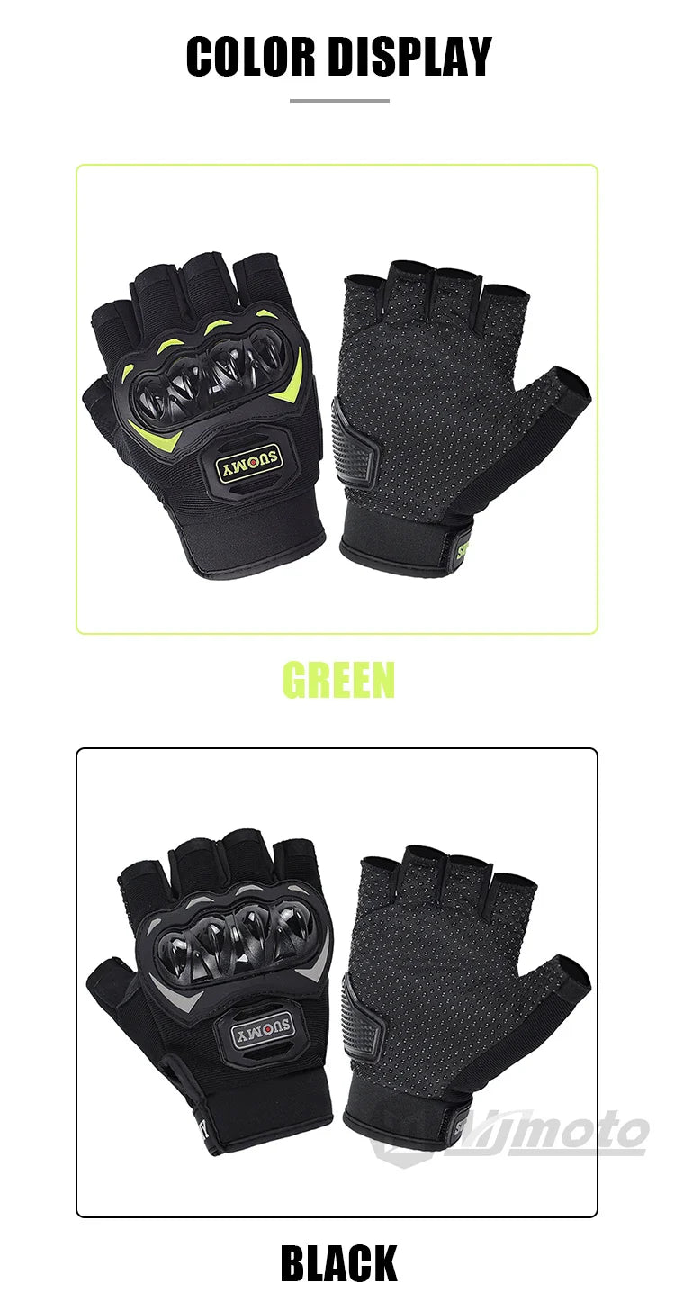 SUOMY Summer Half Finger Motorcycle Gloves Shockproof Non-slip Motocross Racing Fingerless Gloves Moto Biker Cycling Gloves