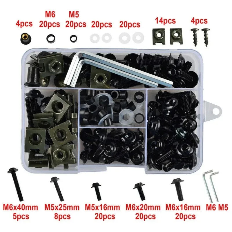 177pcs Motorcycle Windshield Screw Fairing Bolt Kit Car Body Decoration