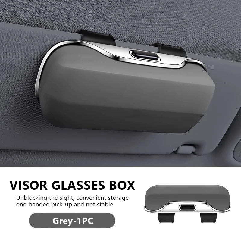 BLALION Car Glasses Box Portable Press Switch Sunglasses Holder Stable Shock-proof Driving Glasses Holder Eyeglass Storage Case