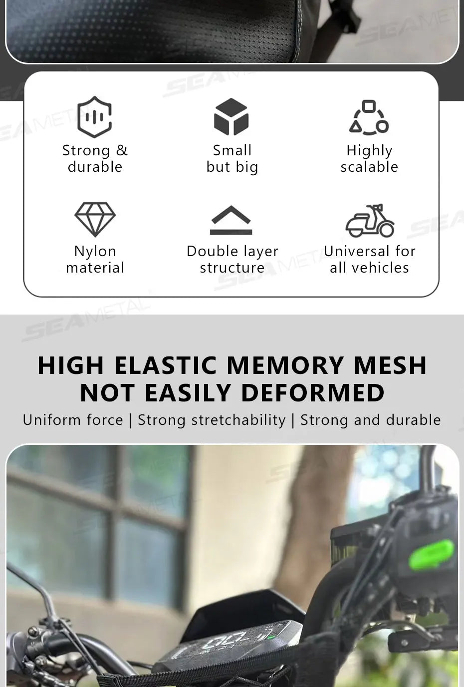 BLALION Motorcycle Helmet Storage Trunk Bag Motorcycle Luggage Net Hook Hold Cargo Bike Scooter Mesh Fuel Tank Luggage Equipaje