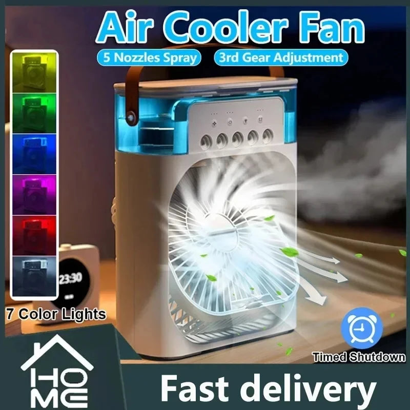 3 In 1 Fan AIr Conditioner Household Small Air Cooler LED Night Light Portable Humidifier Air Adjustment Fan Office Home Fan New