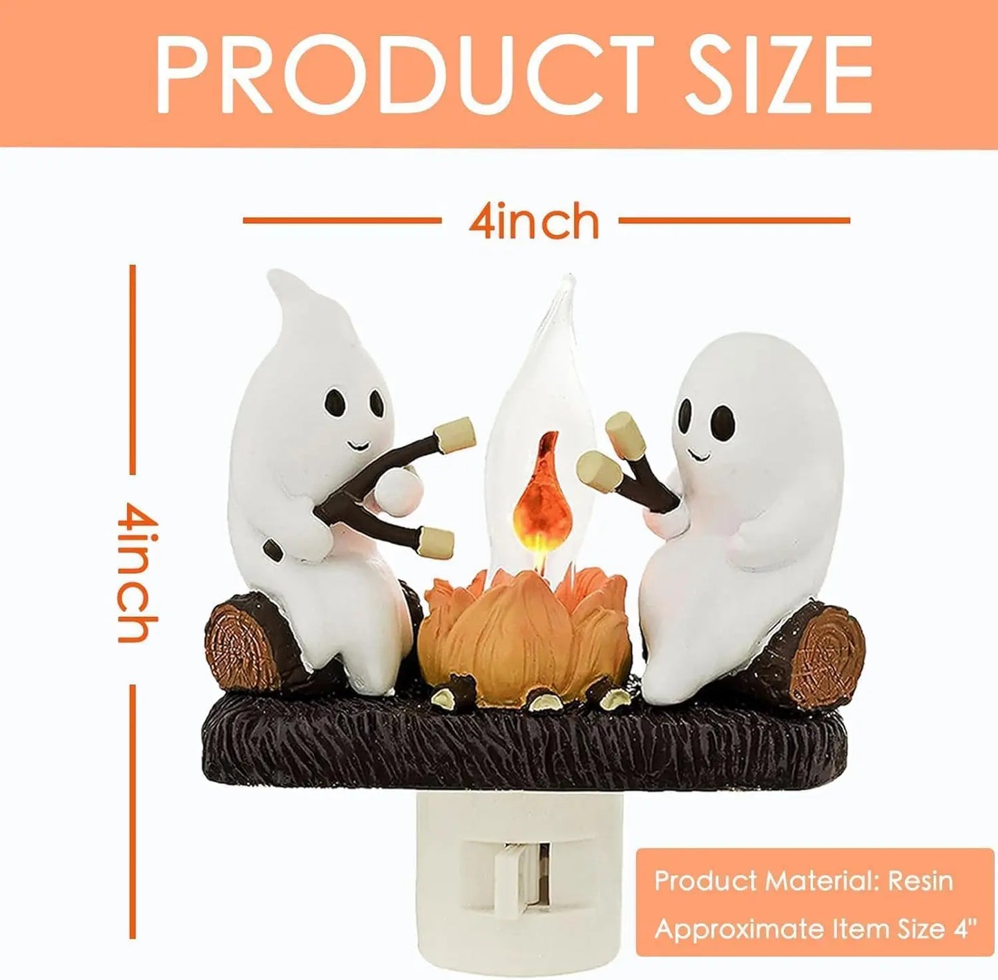 New Fashionable Ghost Campfire Nightlight Ghost Campfire Flickering Plug In Night Light Halloween Ghost Pumpkin Night Light