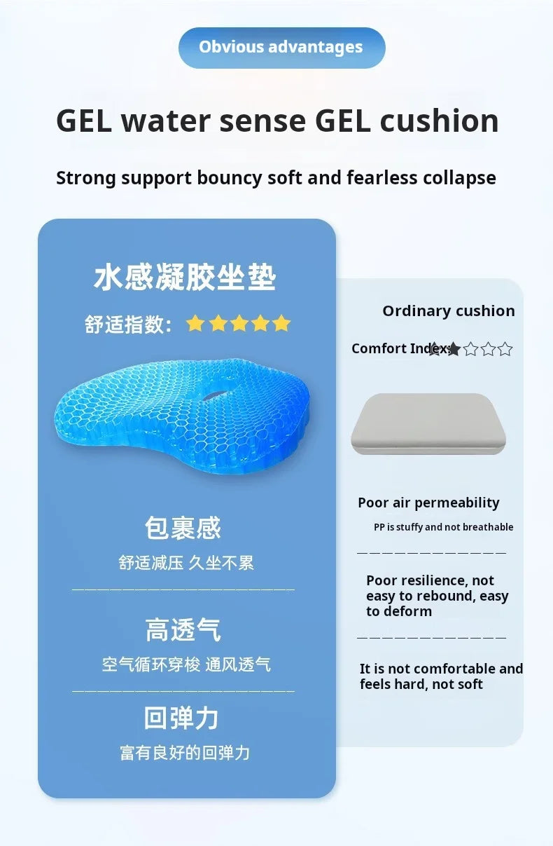 Honeycomb gel cushion chair thickened home commuter office long-sitting silicone summer seat cushion ice pad seats home