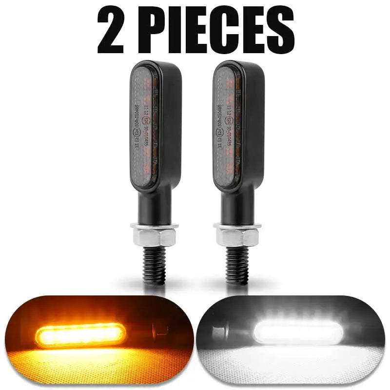 BLALION 2pcs 6 leds Motorcycle Indicators Mini LED Turn Signal Light Flasher Amber Lamp Blinker For Yamaha Kawasaki Cafe Racer