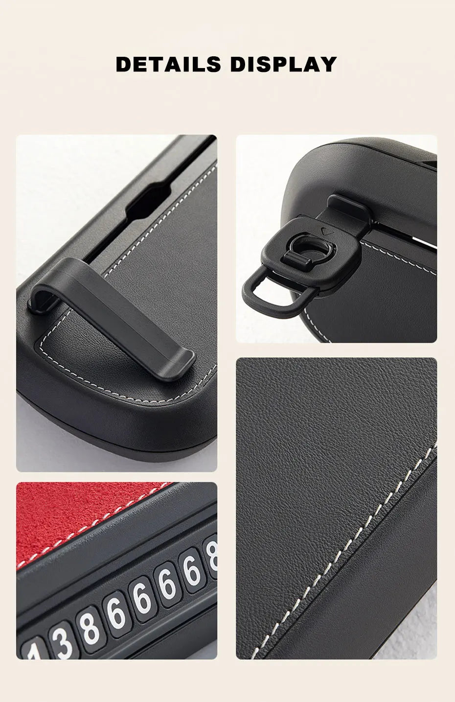 BLALION Car Tissue Box with Temporary Parking Card Sun Visor Backseat Tissue Holder Leather Case Auto Interior Accessories